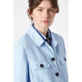 Lima Linen Military Jacket in Ice Blue