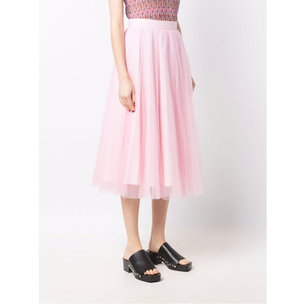 Tulle High Waisted Midi Skirt in Pink