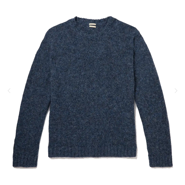 Simon Alpaca Round Neck Sweater in Blue