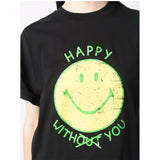 Organic Cotton Jersey Smiley Face Tee in Black