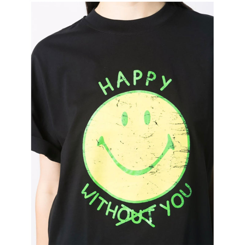 Organic Cotton Jersey Smiley Face Tee in Black
