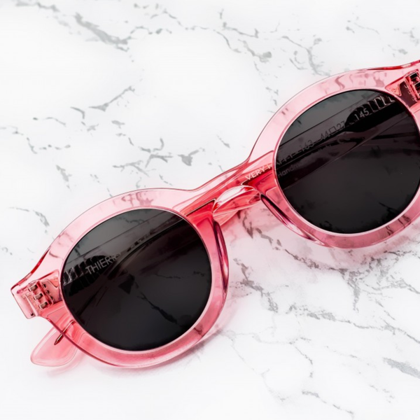 Very Happy Sunglasses in Translucent Neon Pink